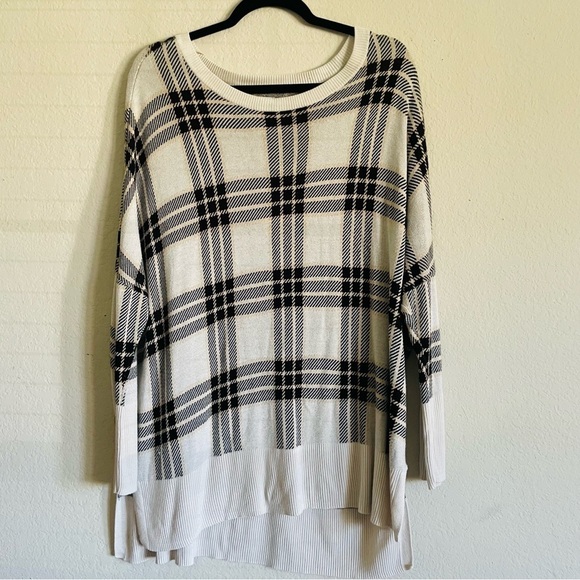 Wonderly Sweaters - Wonderly woman tunic plaid sweater top XL dropped shoulder stretchy casual days